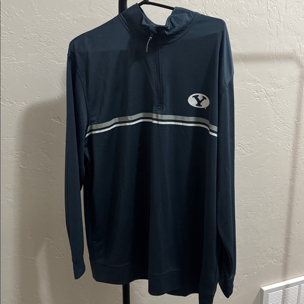 Navy Quarter-Zip Pullover with BYU Logo